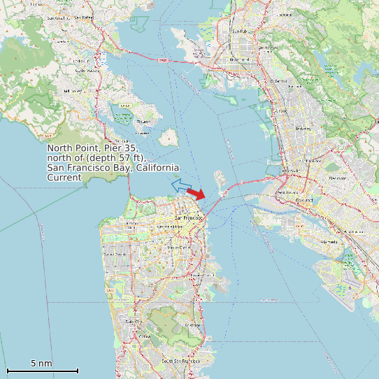 Map of North Point, Pier 35, north of (depth 57 ft), San Francisco Bay, California Current Prediction Station