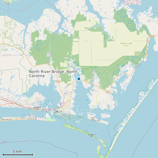 Map of North River Bridge, North Carolina Tide Prediction Station