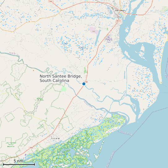 Map of North Santee Bridge, South Carolina Tide Prediction Station