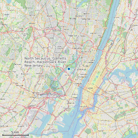 Map of North Secaucus, Garretts Reach, Hackensack River, New Jersey Tide Prediction Station