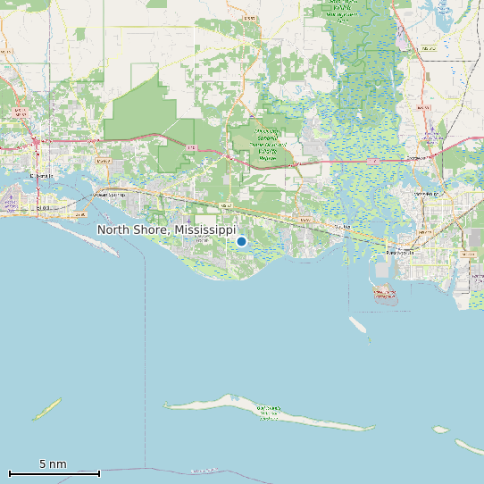 Map of North Shore, Mississippi Tide Prediction Station