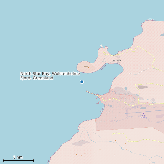 Map of North Star Bay, Wolstenholme Fjord, Greenland Tide Prediction Station