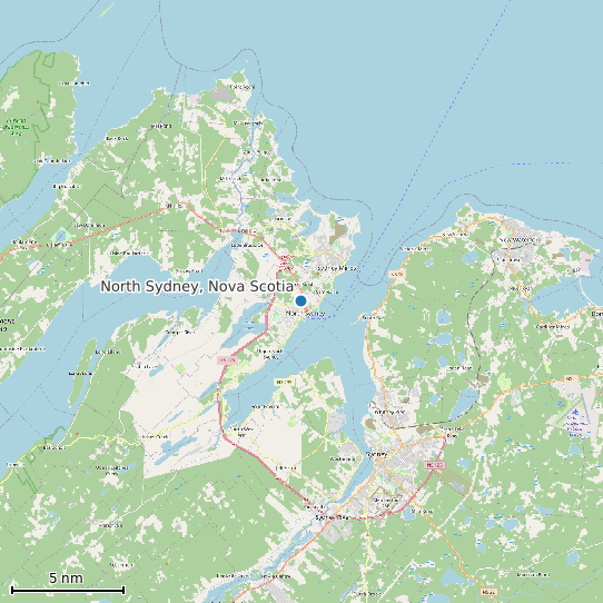 Map of North Sydney, Nova Scotia Tide Prediction Station