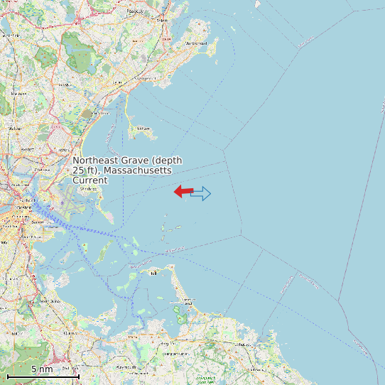 Map of Northeast Grave (depth 25 ft), Massachusetts Current Prediction Station