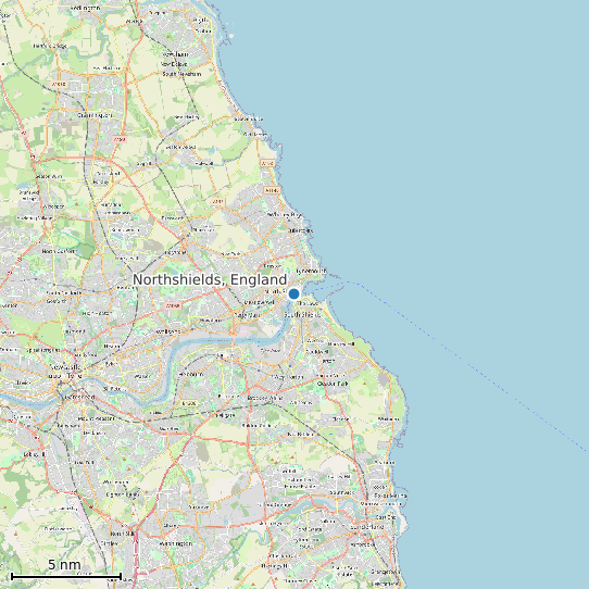 Map of Northshields, England Tide Prediction Station