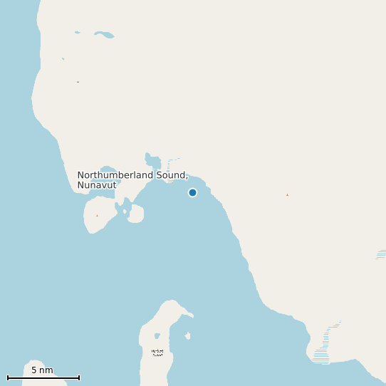 Map of Northumberland Sound, Nunavut Tide Prediction Station