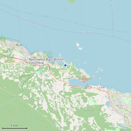 Map of Northwest Bay, British Columbia Tide Prediction Station