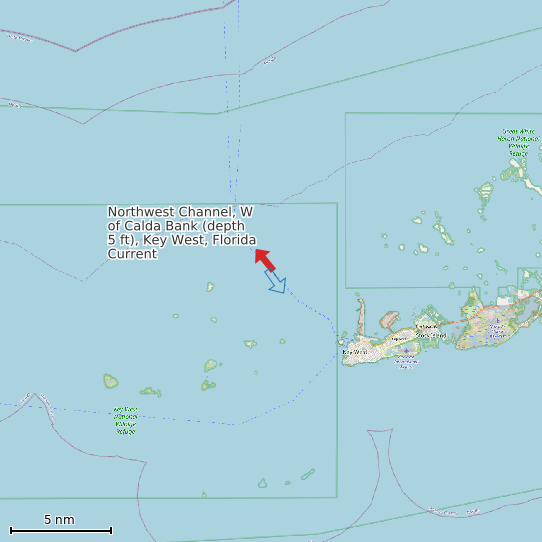 Map of Northwest Channel, W of Calda Bank (depth 5 ft), Key West, Florida Current Prediction Station