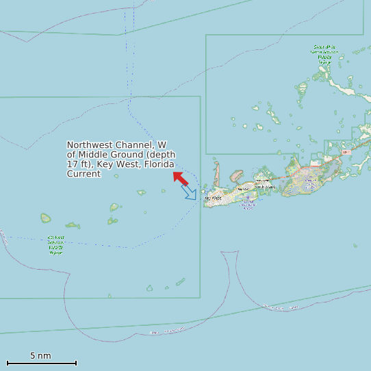 Map of Northwest Channel, W of Middle Ground (depth 17 ft), Key West, Florida Current Prediction Station