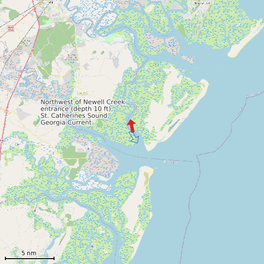 Map of Northwest of Newell Creek entrance (depth 10 ft), St. Catherines Sound, Georgia Current Prediction Station