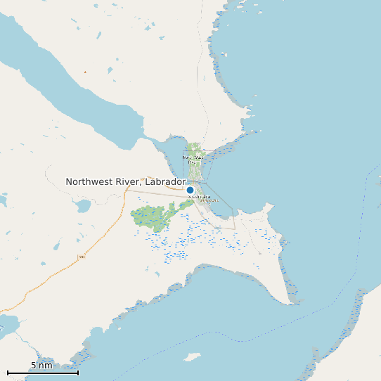 Map of Northwest River, Labrador Tide Prediction Station