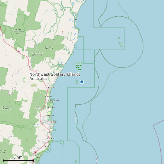Map of Northwest Solitary Island, Australia Tide Prediction Station