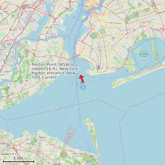 Map of Norton Point, WSW of (depth 16 ft), New York Harbor entrance, New York Current Prediction Station