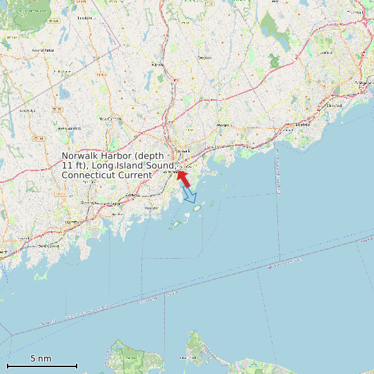 Map of Norwalk Harbor (depth 11 ft), Long Island Sound, Connecticut Current Prediction Station
