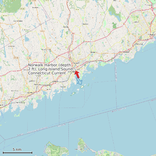 Map of Norwalk Harbor (depth 2 ft), Long Island Sound, Connecticut Current Prediction Station