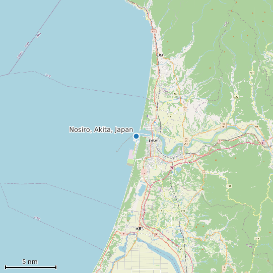 Map of Nosiro, Akita, Japan Tide Prediction Station