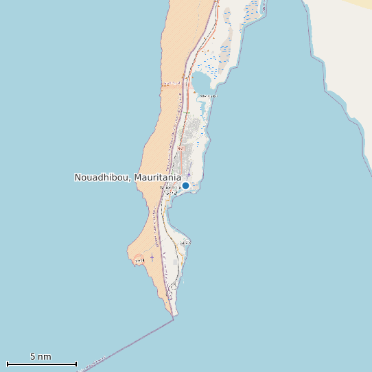 Map of Nouadhibou, Mauritania Tide Prediction Station