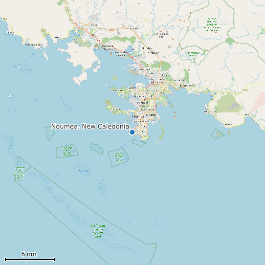 Map of Noumea, New Caledonia Tide Prediction Station