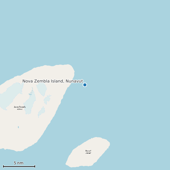 Map of Nova Zembla Island, Nunavut Tide Prediction Station