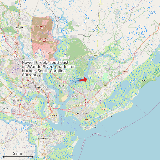Map of Nowell Creek, southeast of, Wando River, Charleston Harbor, South Carolina Current Prediction Station