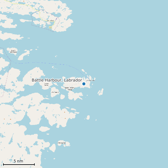 Map of Battle Harbour, Labrador Tide Prediction Station