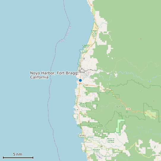 Map of Noyo Harbor, Fort Bragg, California Tide Prediction Station