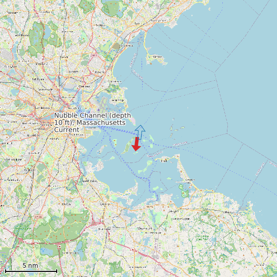Map of Nubble Channel (depth 10 ft), Massachusetts Current Prediction Station
