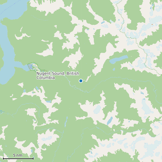 Map of Nugent Sound, British Columbia Tide Prediction Station