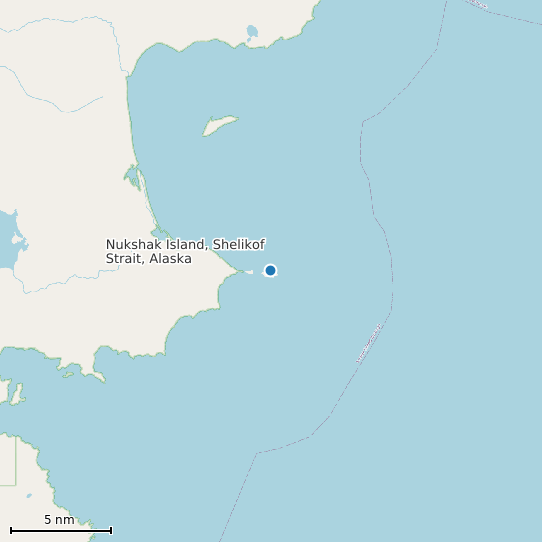 Map of Nukshak Island, Shelikof Strait, Alaska Tide Prediction Station