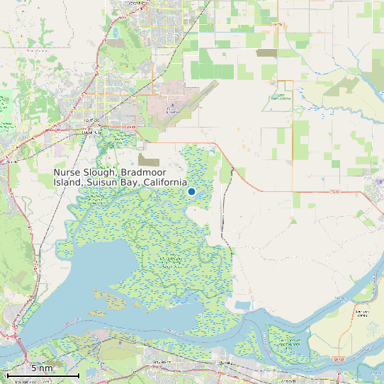 Map of Nurse Slough, Bradmoor Island, Suisun Bay, California Tide Prediction Station