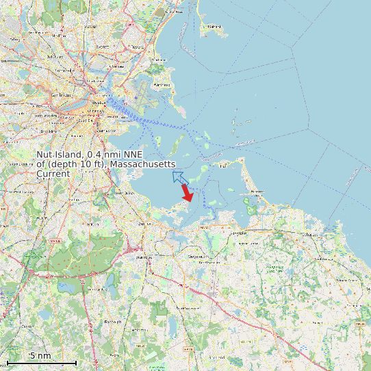 Map of Nut Island, 0.4 nmi NNE of (depth 10 ft), Massachusetts Current Prediction Station