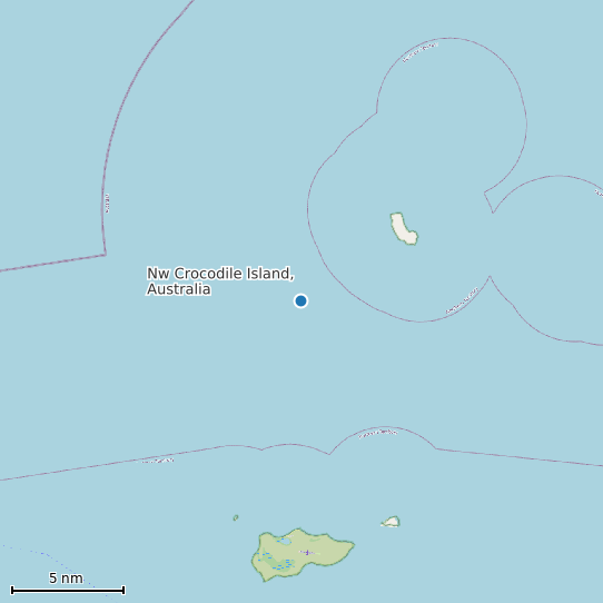 Map of Nw Crocodile Island, Australia Tide Prediction Station