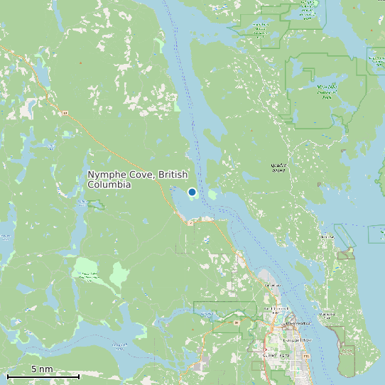 Map of Nymphe Cove, British Columbia Tide Prediction Station