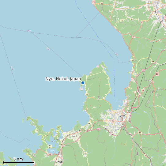 Map of Nyu, Hukui, Japan Tide Prediction Station