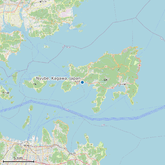 Map of Nyube, Kagawa, Japan Tide Prediction Station