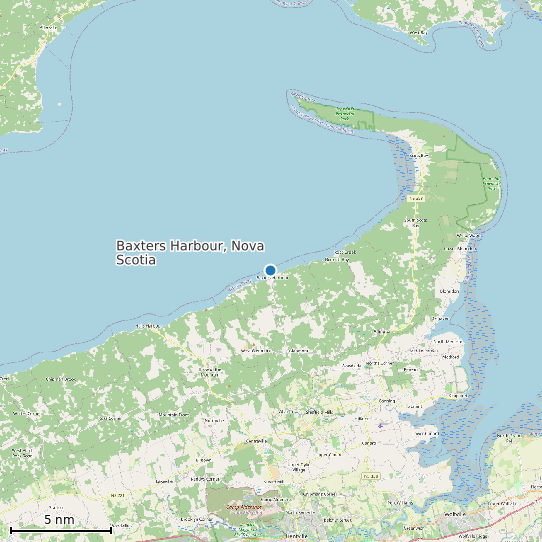 Map of Baxters Harbour, Nova Scotia Tide Prediction Station