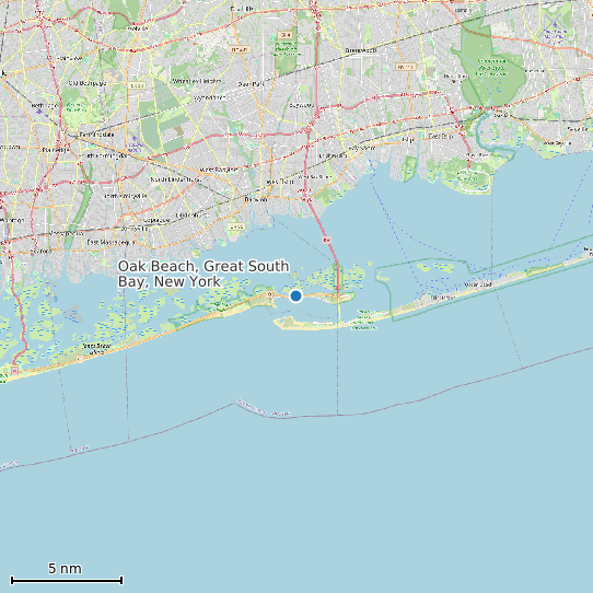 Map of Oak Beach, Great South Bay, New York Tide Prediction Station