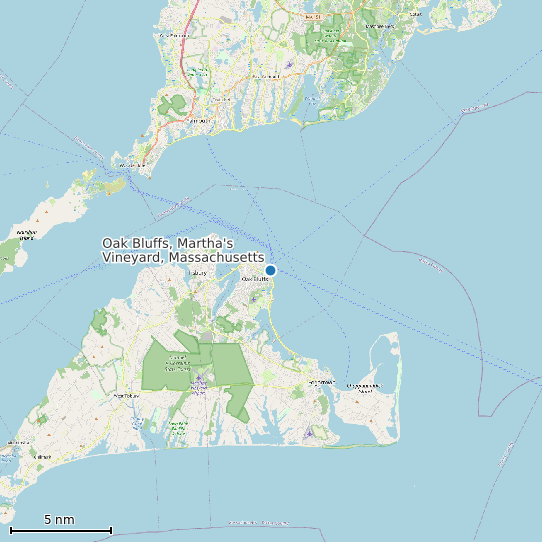 Map of Oak Bluffs, Martha's Vineyard, Massachusetts Tide Prediction Station