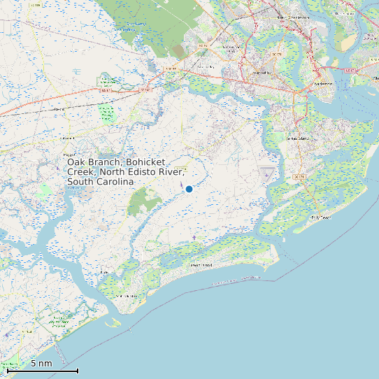 Map of Oak Branch, Bohicket Creek, North Edisto River, South Carolina Tide Prediction Station