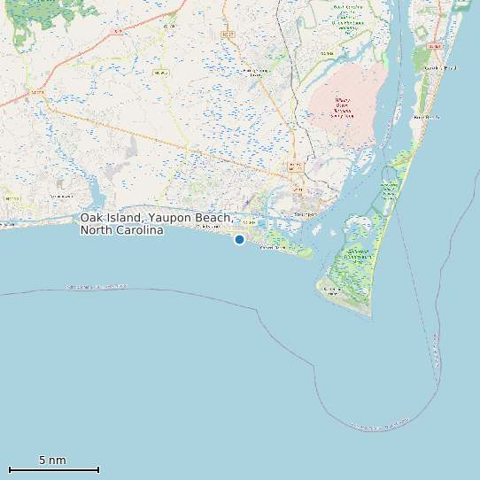 Map of Oak Island, Yaupon Beach, North Carolina Tide Prediction Station