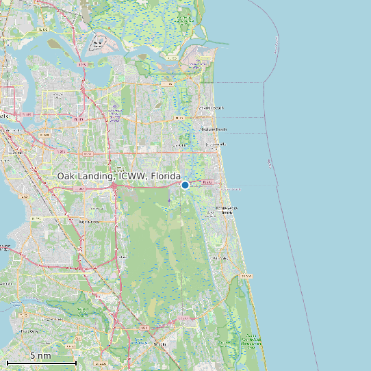 Map of Oak Landing, ICWW, Florida Tide Prediction Station