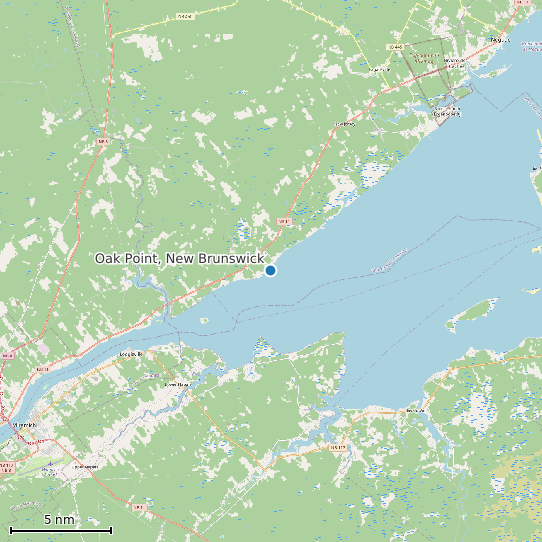 Map of Oak Point, New Brunswick Tide Prediction Station
