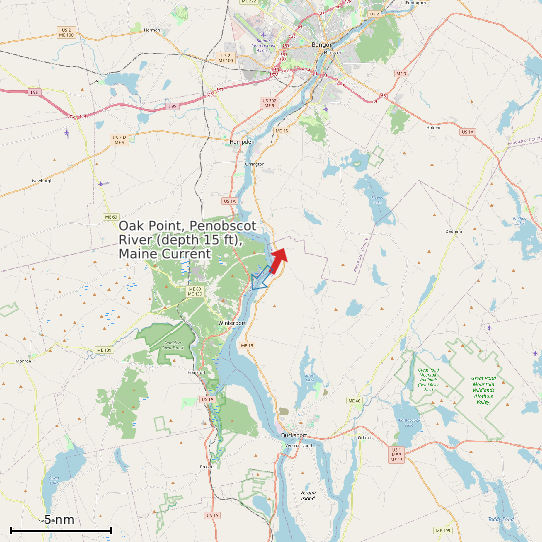 Map of Oak Point, Penobscot River (depth 15 ft), Maine Current Prediction Station