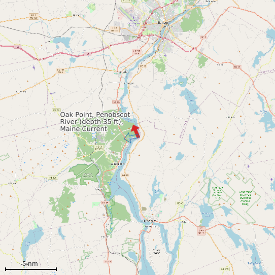 Map of Oak Point, Penobscot River (depth 35 ft), Maine Current Prediction Station