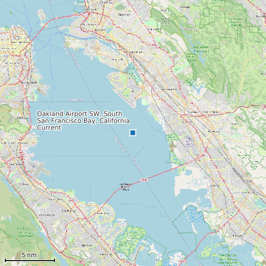 Map of Oakland Airport SW, South San Francisco Bay, California Current Prediction Station