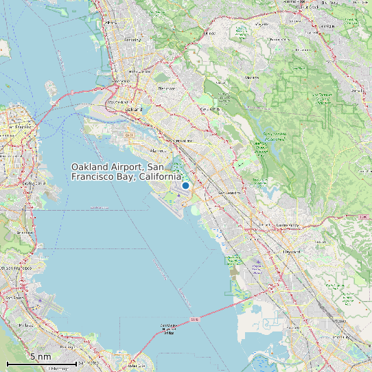 Map of Oakland Airport, San Francisco Bay, California Tide Prediction Station