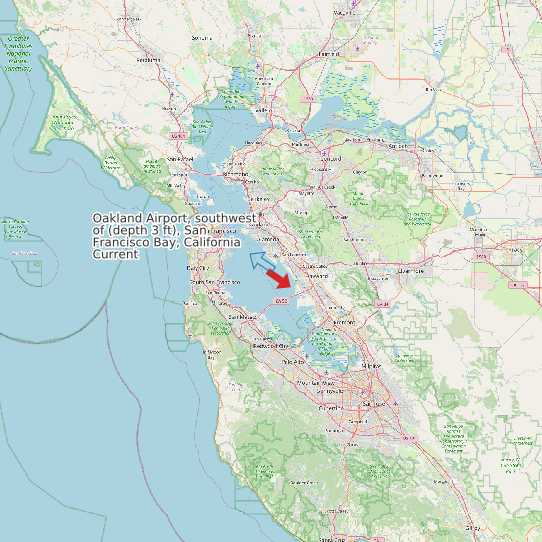 Map of Oakland Airport, southwest of (depth 3 ft), San Francisco Bay, California Current Prediction Station