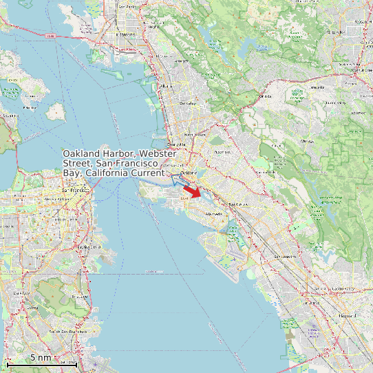 Map of Oakland Harbor, Webster Street, San Francisco Bay, California Current Prediction Station