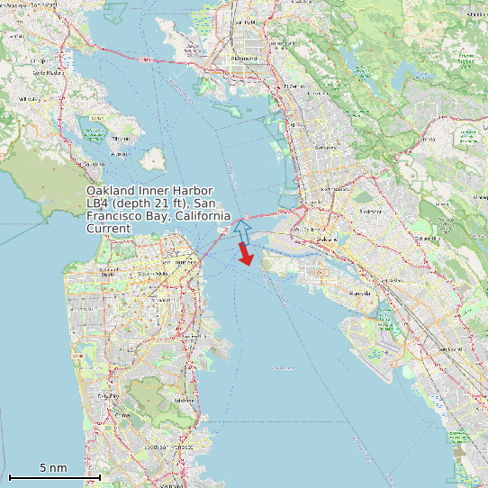 Map of Oakland Inner Harbor LB4 (depth 21 ft), San Francisco Bay, California Current Prediction Station