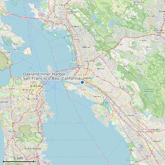 Map of Oakland Inner Harbor, San Francisco Bay, California Tide Prediction Station